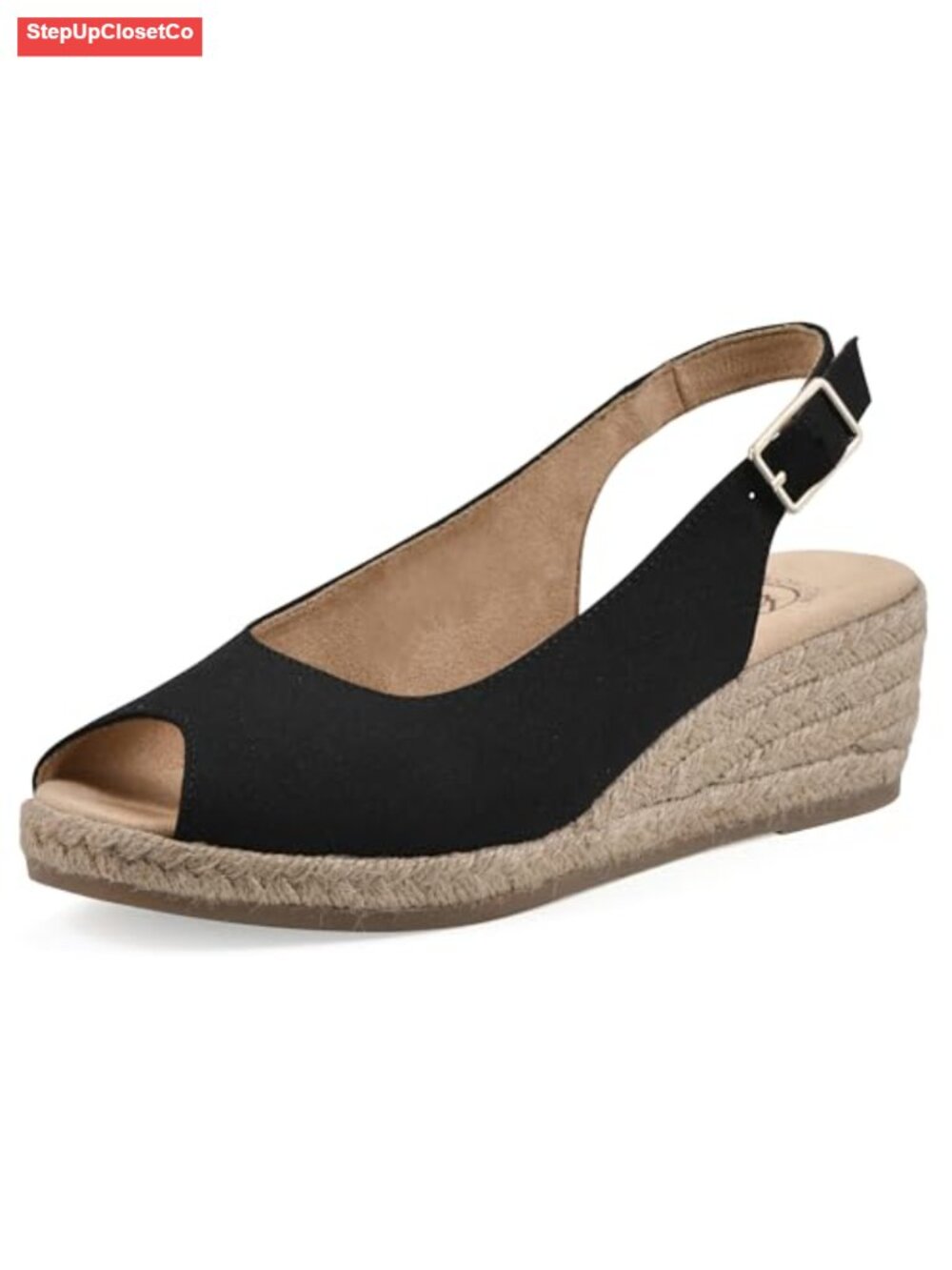 Women's Slingback Espadrille Wedge Sandal with Cushioned Insole